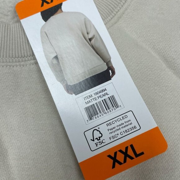 Tuff Athletics Matte Pearl XXL Crewneck Sweatshirt Recycled Cotton NWT 6464 - Picture 4 of 8